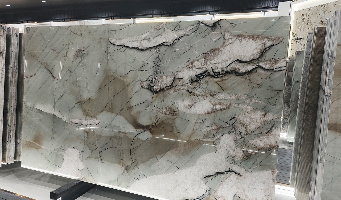 Luxury Translucent Natural Stone Backlit Cristallo Tiffany Quartzite Book Match Slabs Wall Panel Floor Tiles Kitchen Countertops