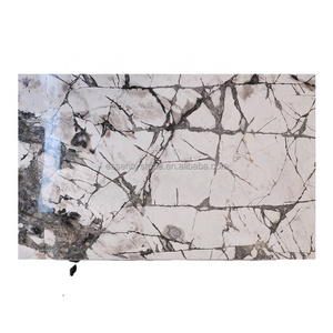 Exotic Luxury Concordia White Stone Invisible Grey White Marble Slabs for Kitchen Countertops Home Wall Decoration