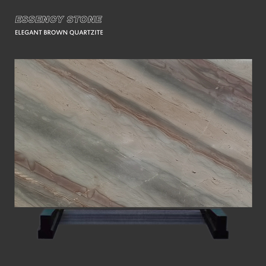 Premium Quality Classic Luxury Brazil Polished Elegant Brown Quartzite Slabs Countertops