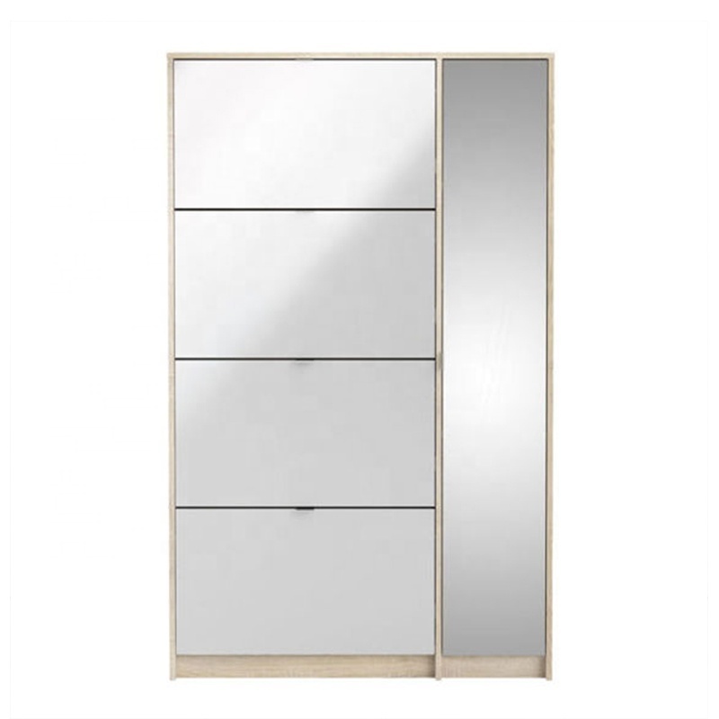 ESSENT High Quality Entryway Console Cabinet 3 Drawer Shoe Cabinet With Door Mirrored Shoe Rack Cabinet Wooden Modern