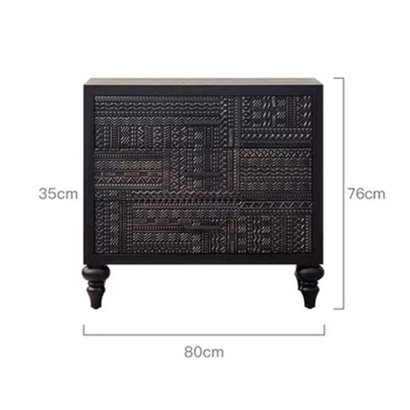 Essent Vintage French Furniture Bedroom Black Wooden Cabinet Carving Designs Solid Wood Chest Of Drawers For Living Room