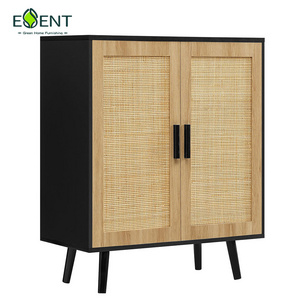 Custom Rattan Furniture With Adjustable Doors Kitchen Storage Accent Cabinet For Dining Room Sideboard Buffet Rattan Cabinet