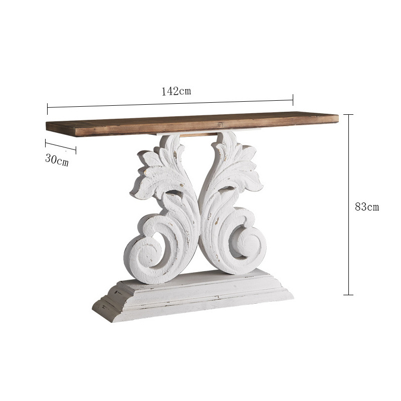 Home Furniture Solid Wood Carved Ornamented Brackets Against Wall Hallway Shelf Console Tables