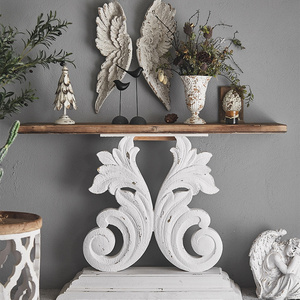 Home Furniture Solid Wood Carved Ornamented Brackets Against Wall Hallway Shelf Console Tables