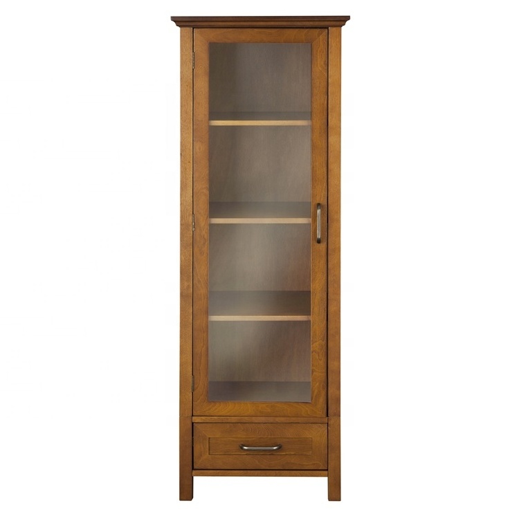 ESSENT Wooden Closet Mirror Storage Side Tall Display Cabinet with Glass Door and Drawer Cabinet