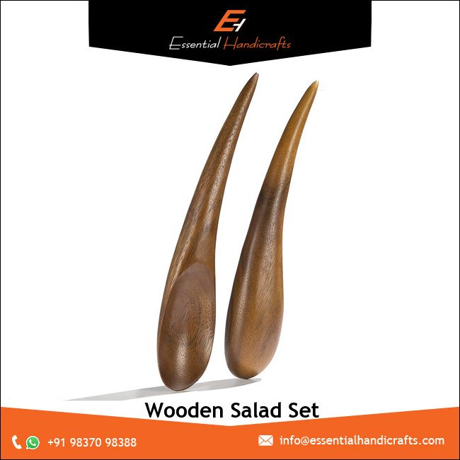 Wooden 3 Pieces  Serving Set wooden dough bowls wholesale with spoons For Dough And  Food Fruit Vegetables Salad