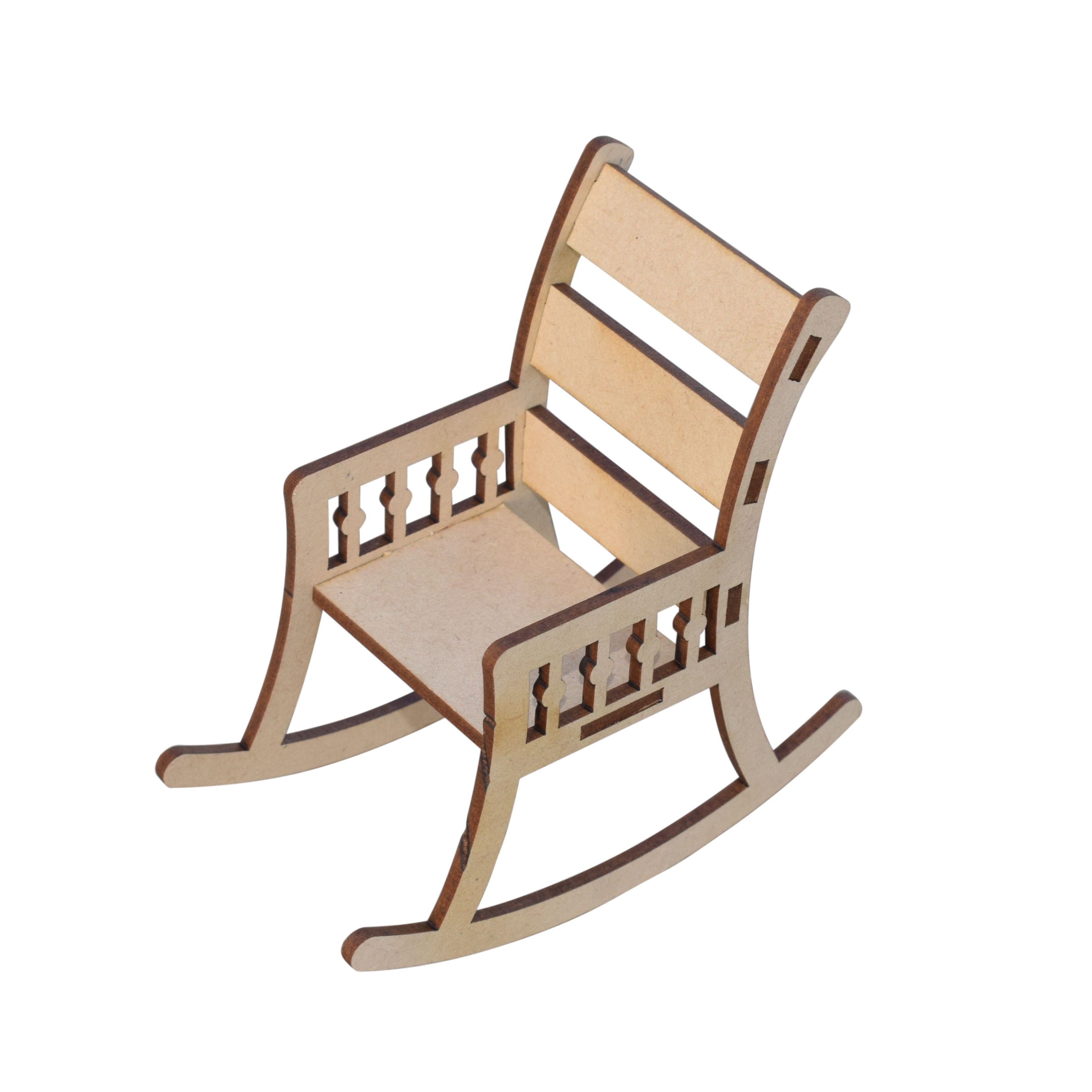 Dolls House Bare Wood Rocking Chair Unfinished Rocker Miniature Laser Cut Wood Mini Dollhouse Rocking Chairs