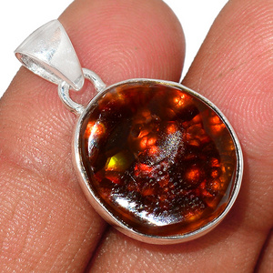 Customized Stainless Steel Personalised Design Rough out Jewelry Mexican Fire Agate Necklace Silver Gold Necklace pendant