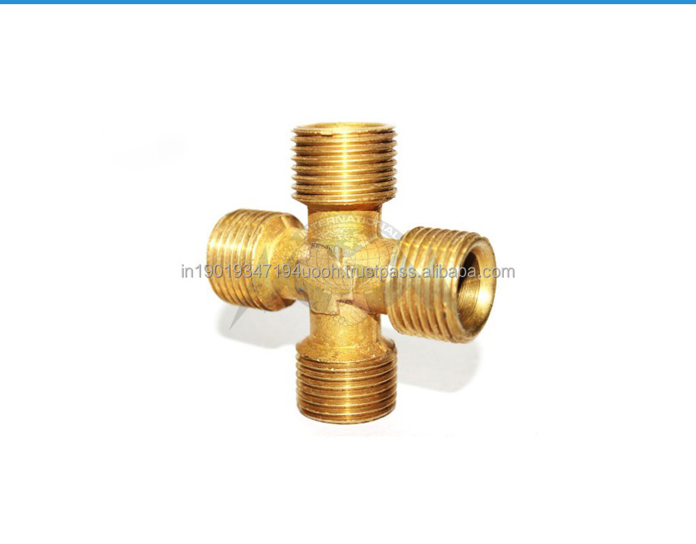 competitive prices Brass Cross Pipe Fitting 1/2G Male Thread 4 Way Connector Coupler Equal  Diameter