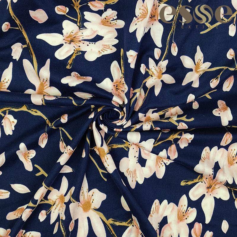 ESSE TEXTILE 75D DTY 2 side brush print spandex fabric for dress tela dbp polyester