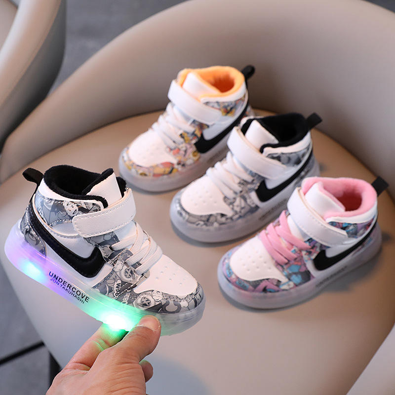 Wholesale Autumn And Winter Fashion Sport Running Plush Led Sneakers Shoes Light Up Shoes