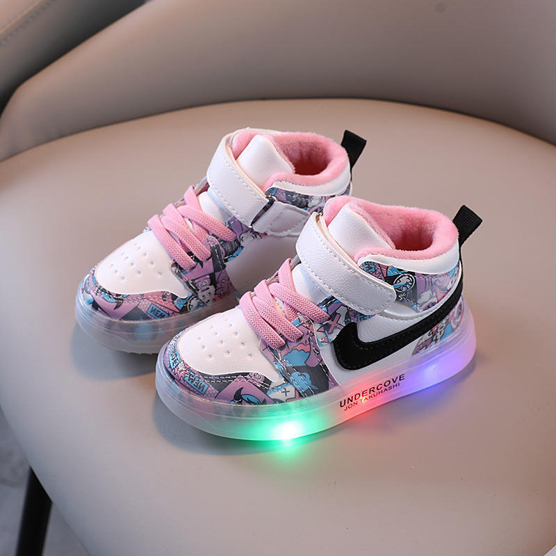 Wholesale Autumn And Winter Fashion Sport Running Plush Led Sneakers Shoes Light Up Shoes