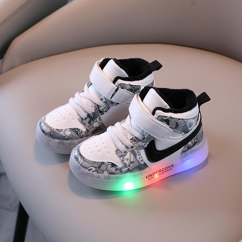 Wholesale Autumn And Winter Fashion Sport Running Plush Led Sneakers Shoes Light Up Shoes