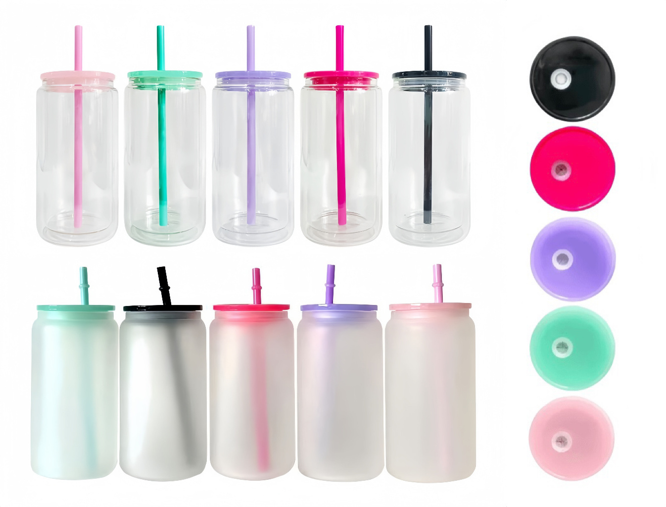 Wholesale Price Bpa Free Reusable Replacement Colorful Jelly PP Plastic Acrylic Lids For 16oz Glass Beer Can Cup Tumbler