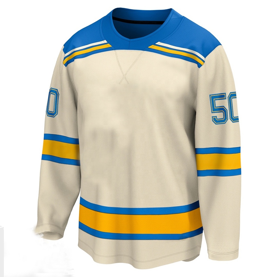 OEM Professional 100% Polyester Customized High quality Embroidery Tackle Twill Ice Hockey Jersey