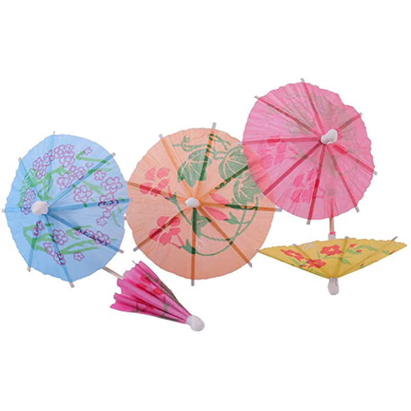 Cocktail Drinks Floral Pastel Mini Custom Paper Parasol Umbrella Picks for Party