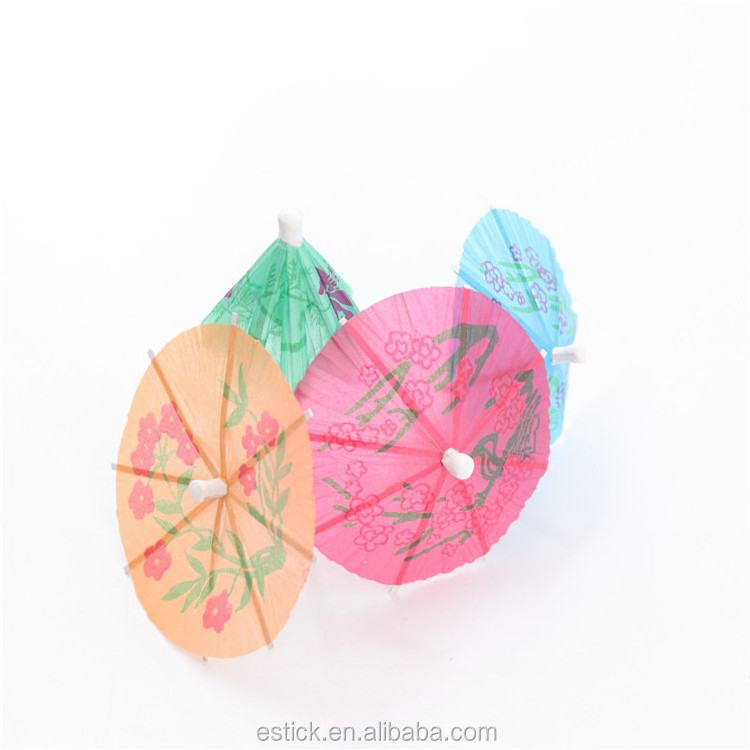 Cocktail Drinks Floral Pastel Mini Custom Paper Parasol Umbrella Picks for Party