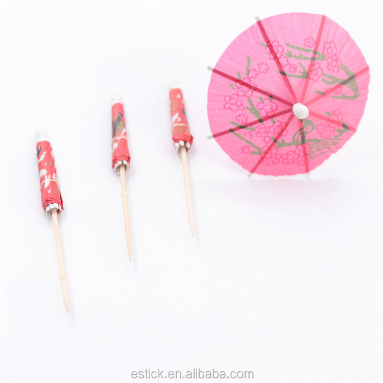 Cocktail Drinks Floral Pastel Mini Custom Paper Parasol Umbrella Picks for Party