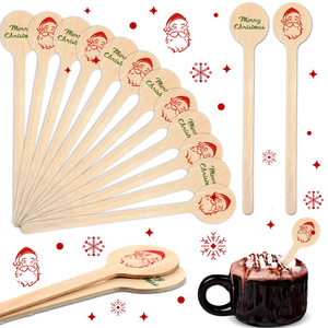 ESTICK Wooden Coffee Stir Stick With Round Head Mixer Bunding Packing Christmas Coffee Stirrer Of Wooden Stirrers For Coffee