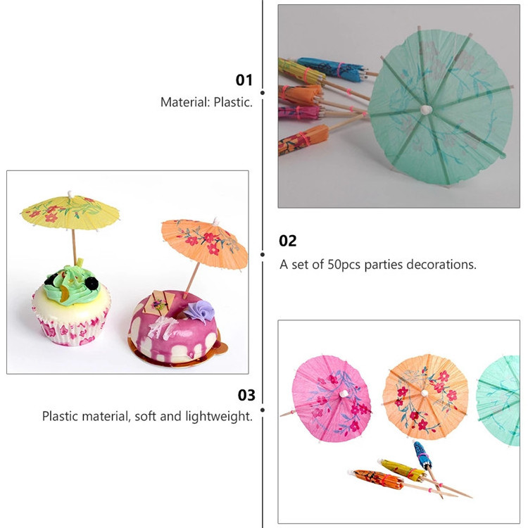 Estick Disposable Wooden Party Picks Parasol Cocktail Picks Umbrella Cocktail Umbrella Toothpicks For Drink And Party