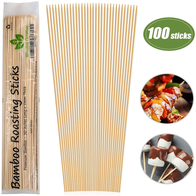 Estick Candy Tusuk Sate Twisted Mallow Snacks BBQ Skewer Bamboo Marshmallow Roasting Sticks For Barbecue Usage