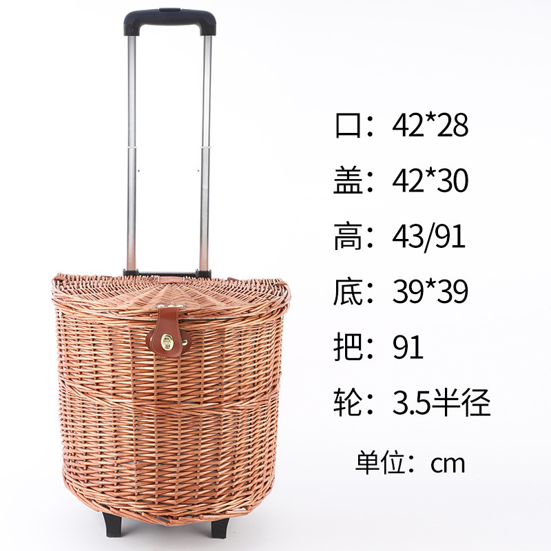 Estick Factory Rattan Wicker Handwoven Insulated With Lid Handle Picnic Basket Box Portable Storage Basket With Low Price