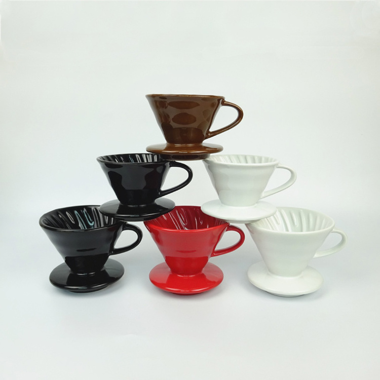 Estick Wholesale 1~4 Cups Ceramic Coffee Dripper Flat Bottom Smooth Pour Food grade Coffee Dripper Ceramic Espresso Coffee Maker