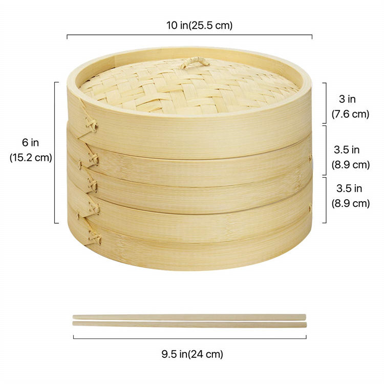 Estick Mini Kitchen Dim Sum Food Cheap Custom Logo Wholesale Modern Style Chinese Fresh Natural Bamboo Steamer Set With Lid