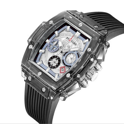 Luxury Brand RM Pintime Watches Men Wrist Luminous Sports Chronograph Square Skeleton Transparent Watch For Boys