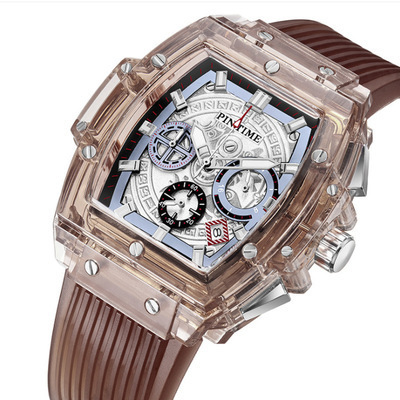 Luxury Brand RM Pintime Watches Men Wrist Luminous Sports Chronograph Square Skeleton Transparent Watch For Boys