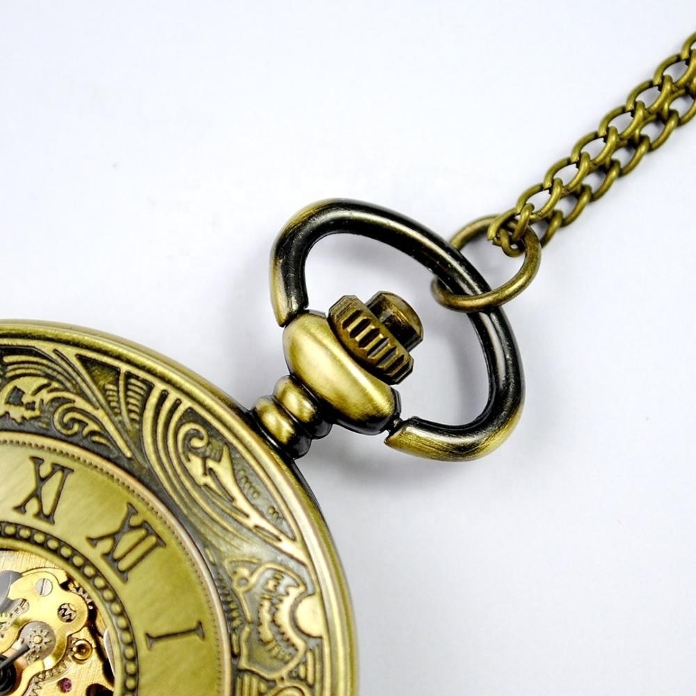 Luxury Quality Vintage Gold Skeleton Mens Automatic Mechanical Pocket Watch Taschenuhr