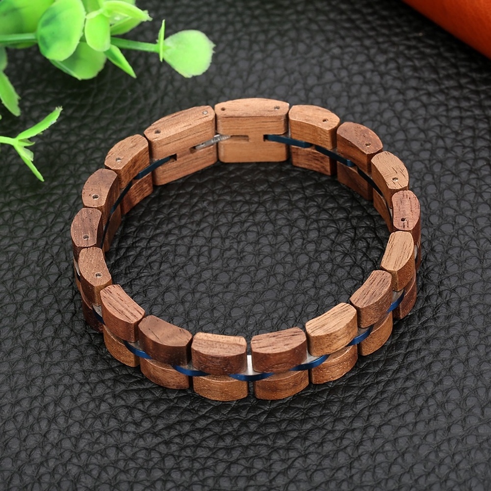 Handmade Natural Stylish Custom Men Wooden Bracelet High Quality Stainless Steel Wood Bracelet