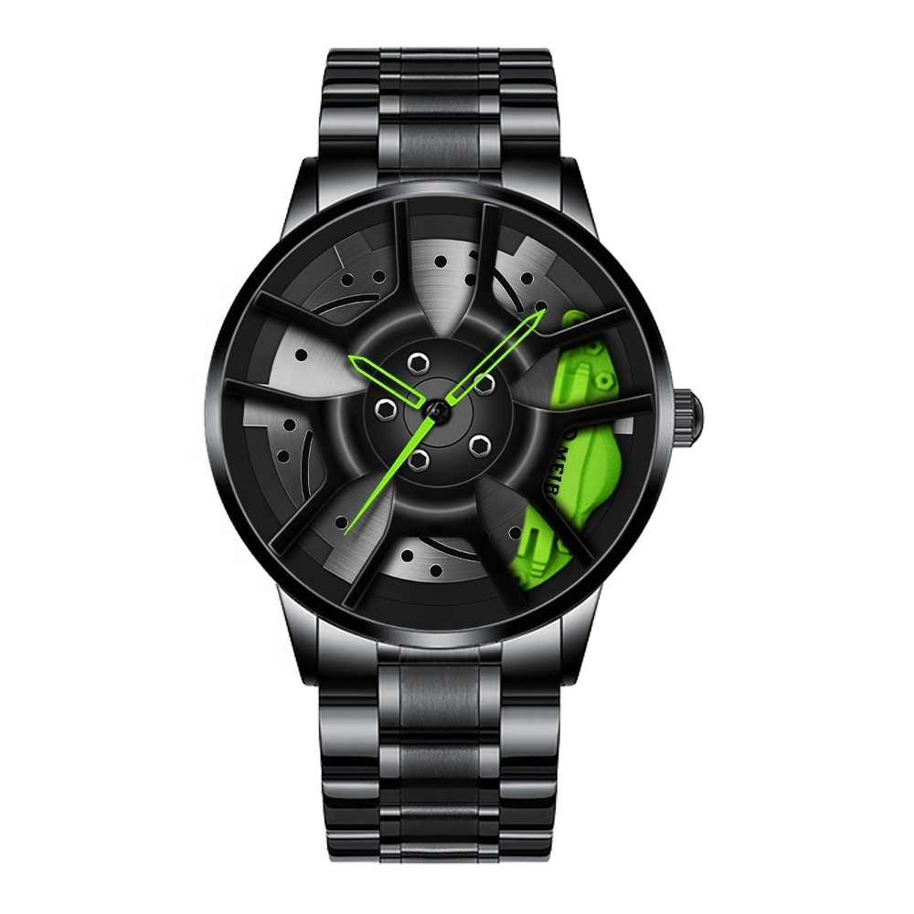 Luxury Super Cool Design 3D Wheel Watches Men Wrist Quartz Sport Wheel Car Rim Watch Reloj Car