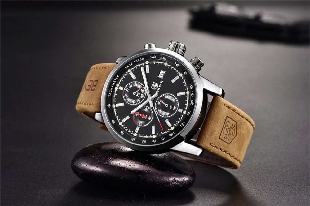 Luxury Brand BENYAR 5102 Waterproof Wristwatches Leather Sports Chronograph Watches Men Wrist Montre Benyar