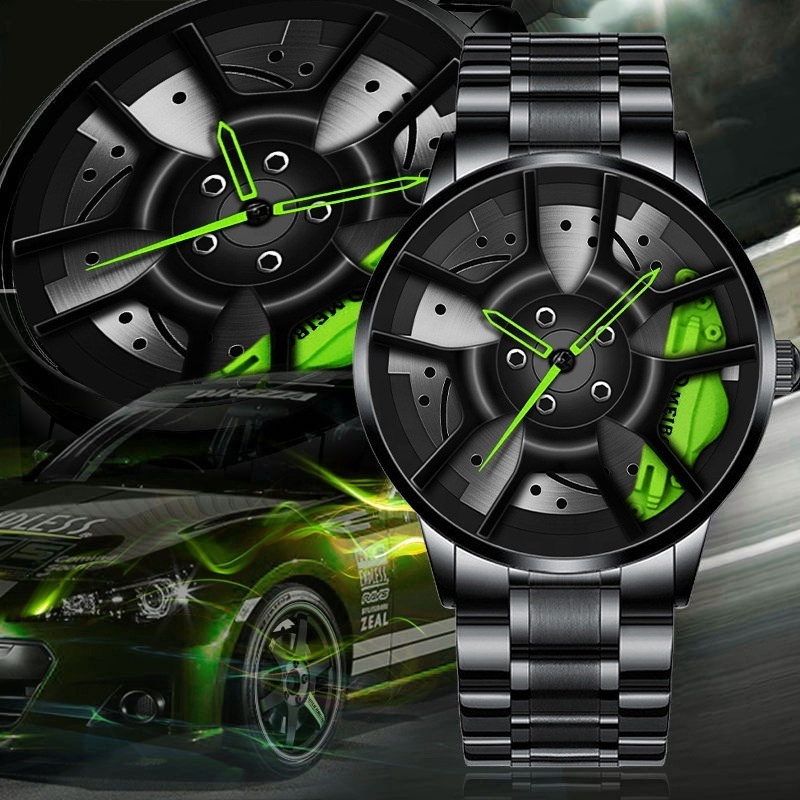 Luxury Super Cool Design 3D Wheel Watches Men Wrist Quartz Sport Wheel Car Rim Watch Reloj Car