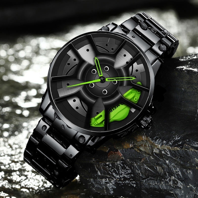 Luxury Super Cool Design 3D Wheel Watches Men Wrist Quartz Sport Wheel Car Rim Watch Reloj Car