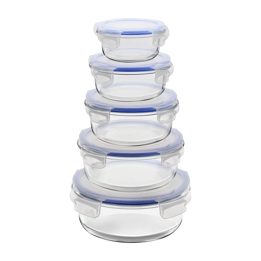 12Pack Bpa Free Round Clear Kitchen Microwave Container Box Airtight Plastic Food Storage Lock Lid Container Box