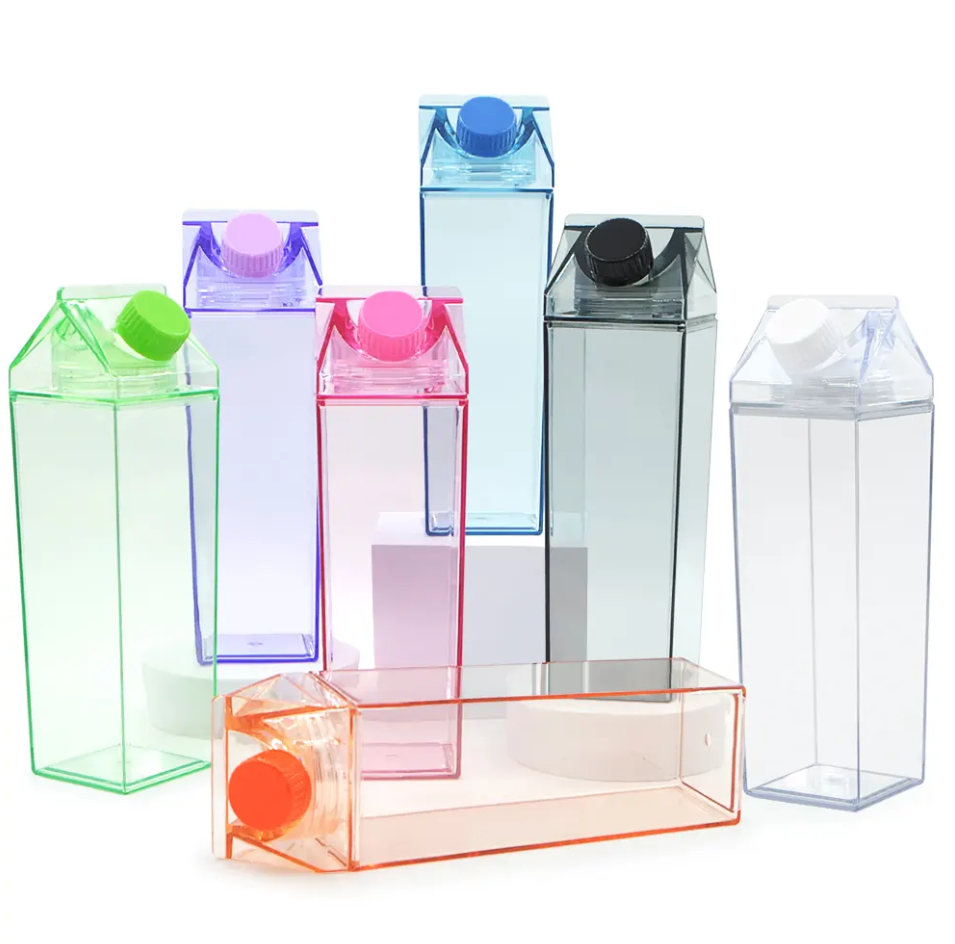 Customized Color Plastic Milk Carton Water Bottle Small Crunch Cup For Cereal And Fruit