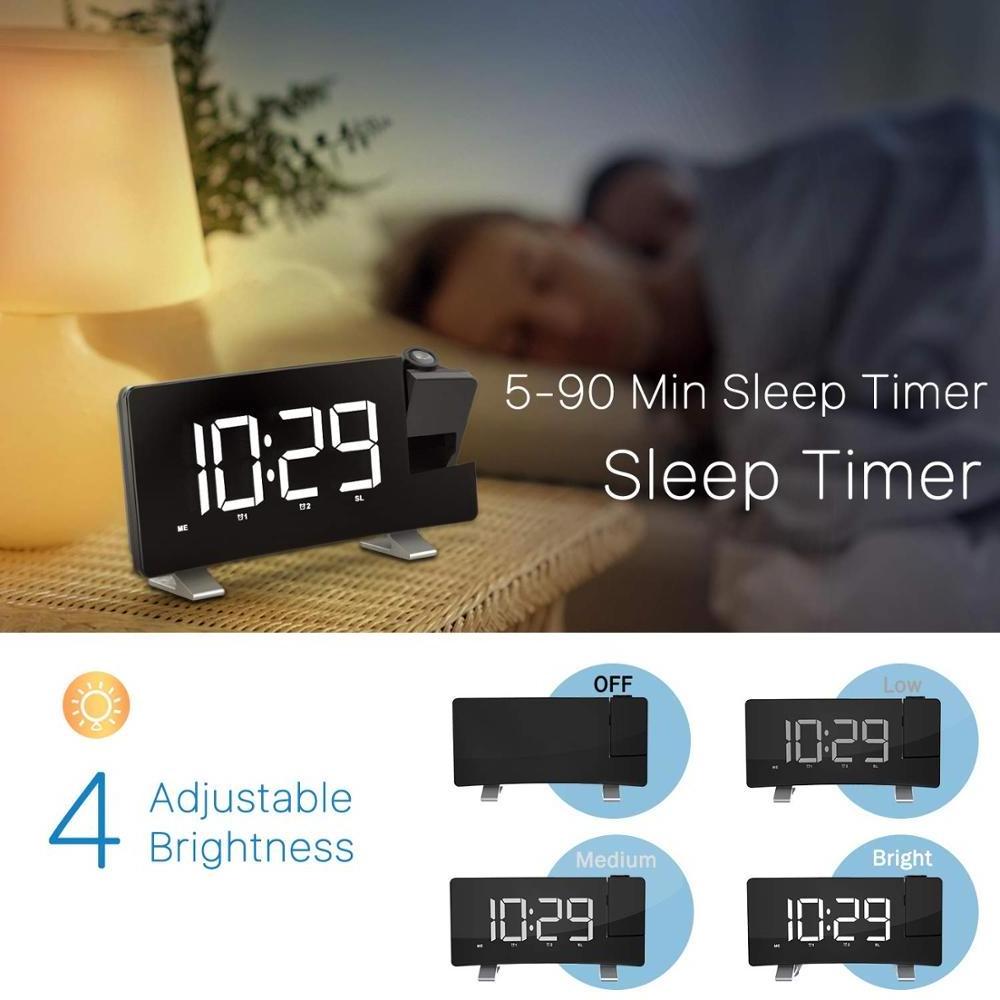 Digital Night LED Light USA Projection Alarm Clock With Wireless Phone Charger