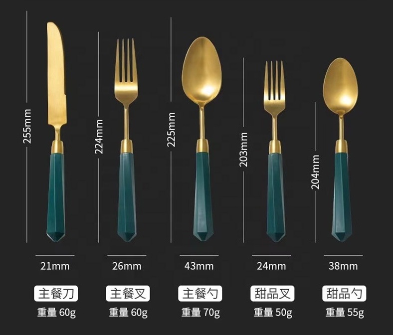 Acrylic Diamond Design Transparent Handle Cutlery Set Eating Utensils 18/8 Stainless Steel Flatware for Wedding Party Rental