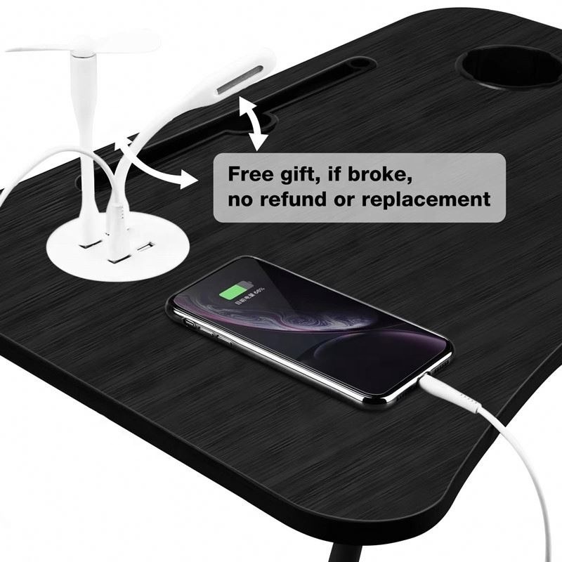 Hot Selling Portable Foldable Laptop Tray Table Multifunctional Bed Desk With Usb Charge Port Cup Holder