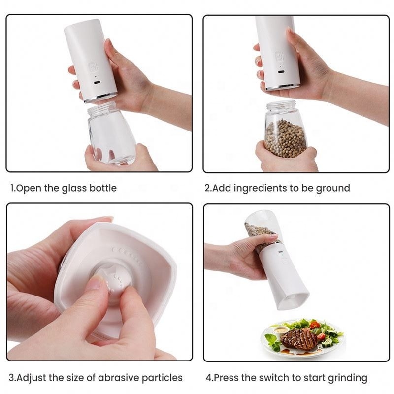 Hot Selling Rechargeable USB Ceramic Burr Manual Spice Mill Gravity Electric Salt And Pepper Grinder