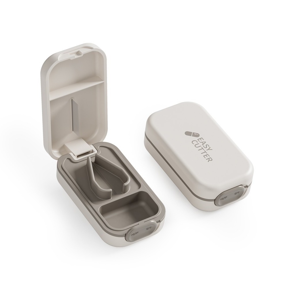 Portable Travel Pill Tablet Cutter Splitter Holder Medicine Box With Stainless Steel Blade