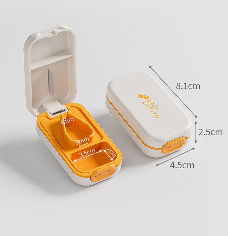 Portable Travel Pill Tablet Cutter Splitter Holder Medicine Box With Stainless Steel Blade