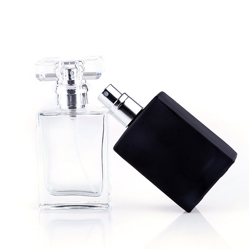 30ml 50ml Empty Refillable Square Glass Perfume Spray Bottle With Ps Cap