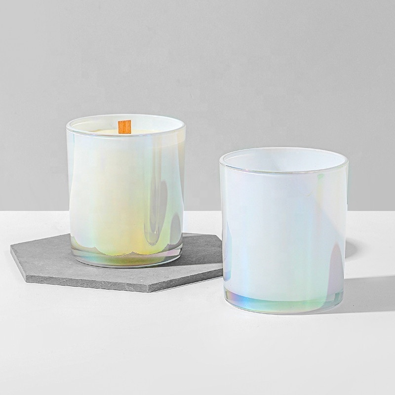 Holographic Glass Iridescent Candle Jars With Lids Iridescent Glass Candle Holder