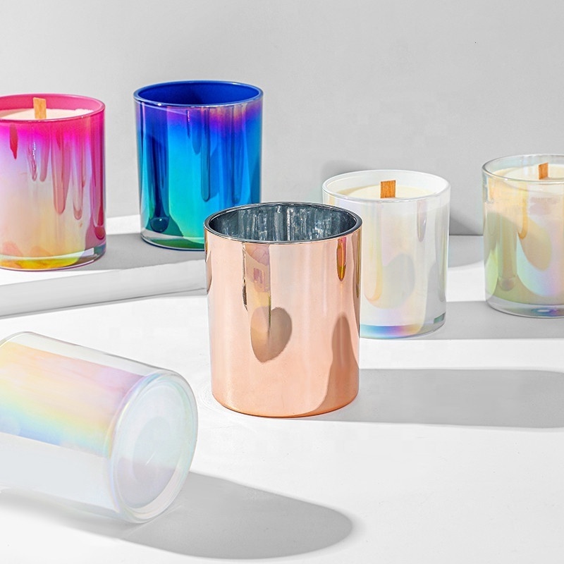 Holographic Glass Iridescent Candle Jars With Lids Iridescent Glass Candle Holder