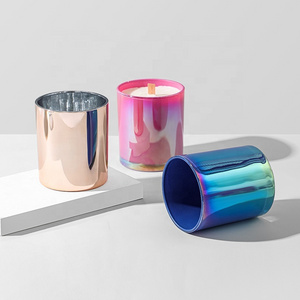 Holographic Glass Iridescent Candle Jars With Lids Iridescent Glass Candle Holder