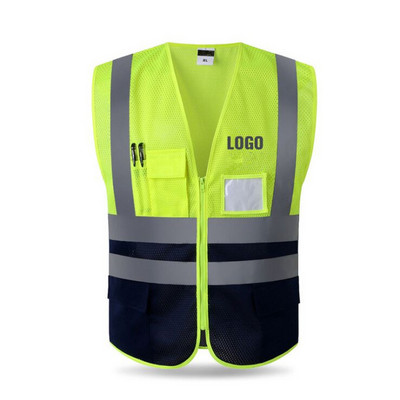 Wholesale Customized Logo Multi Pocket High Visibility Breathable Mesh Reflective Safety Vest