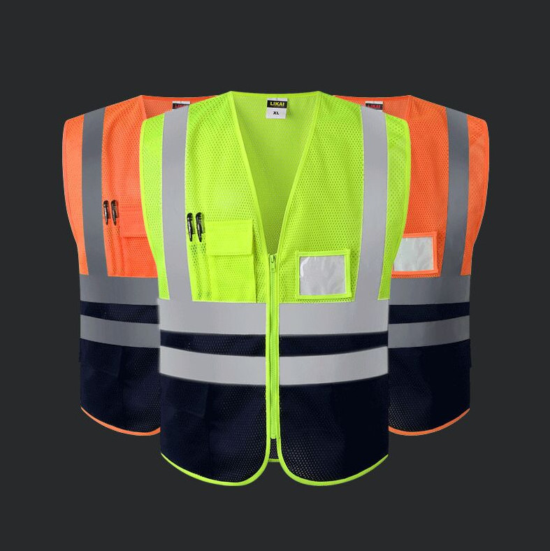 Wholesale Customized Logo Multi Pocket High Visibility Breathable Mesh Reflective Safety Vest